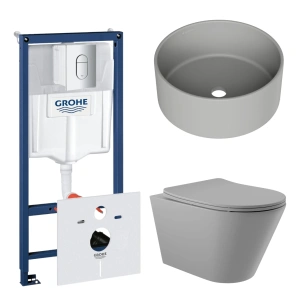 Комплект инсталляции GROHE Rapid SL NW0145/S с унитазом Aqueduto CONE CON0130 и раковиной Aqueduto ESPIRAL D400 ESP0130 (NW0409)