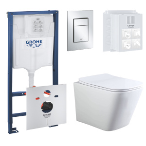 Комплект инсталляции GROHE Rapid SL 3 в 1 с унитазом Aquatek ЛИБРА AQ1148T-00 и звукоизоляционным комплектом (NW0762)