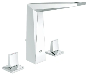 Смеситель для раковины GROHE Allure Brilliant на 3 отверстия, с донным клапаном и высоким изливом, хром (20344000)
