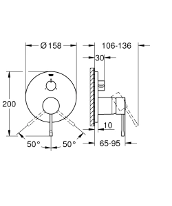Внешняя часть смесителя для ванны GROHE Essence с переключателем на 3 положения, хром (24092001)