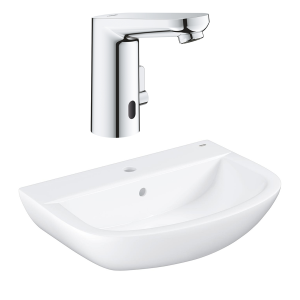 Комплект для ванной GROHE: раковина Bau Ceramic 60 см с инфракрасным смесителем Eurosmart Cosmopolitan E, альпин-белый/хром (NC0010)