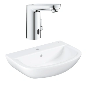Комплект для ванной GROHE: раковина Bau Ceramic 60 см с инфракрасным смесителем Eurosmart Cosmopolitan E, альпин-белый/хром (NC0010)