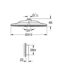 Верхний душ GROHE Rainshower 310 SmartConnect, 9,5 л/мин, 2 режима, хром (26641000)
