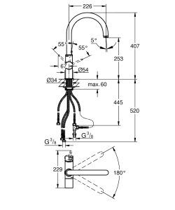 Смеситель для кухонной мойки GROHE Blue Pure с функцией фильтрации, без фильтра в комплекте, хром (33251000)