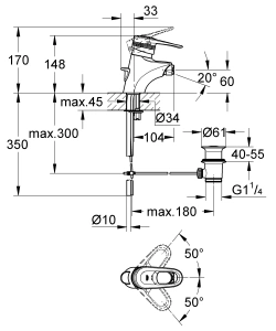 Смеситель для биде GROHE Europlus, хром (33241000)