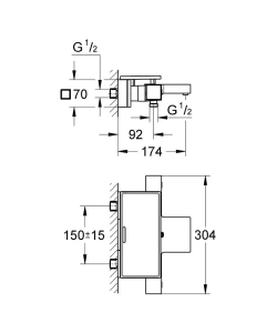 Термостат для ванны GROHE Grohtherm Cube, хром (34502000)