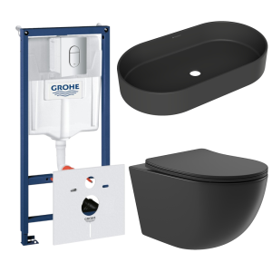 Комплект инсталляции GROHE Rapid SL NW0145/S с унитазом Aqueduto OVO OVOT2140 и раковиной Aqueduto ESPIRAL ESP0240 (NW0634)