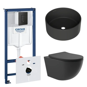 Комплект инсталляции GROHE Solido 38811KF0 с унитазом Aqueduto OVO OVO0140 и раковиной Aqueduto ESPIRAL D400 ESP0140 (NW0423)