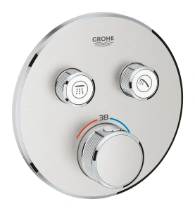 Внешняя часть термостата для ванны и душа GROHE Grohtherm SmartControl на 2 потребителя, круглая, суперсталь (29119DC0)