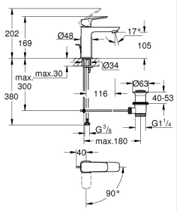 Смеситель для раковины GROHE Cubeo, M-size, хром (1017560000)