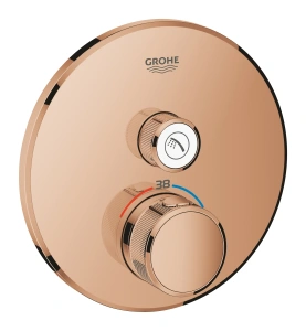 Внешняя часть термостата для душа GROHE Grohtherm SmartControl на 1 потребителя, круглая, теплый закат глянец (29118DA0)