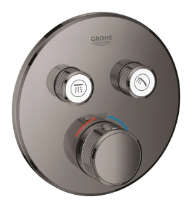 Внешняя часть термостата для ванны и душа GROHE Grohtherm SmartControl на 2 потребителя, круглая, темный графит глянец (29119A00)