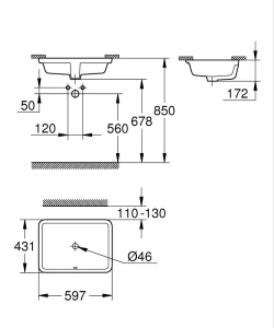 Раковина под столешницу GROHE Eurocube, альпин-белый (3970900H)