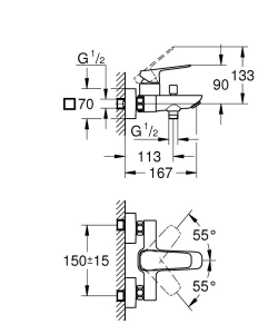 Смеситель для ванны GROHE Cubeo, черный матовый (1018132430)