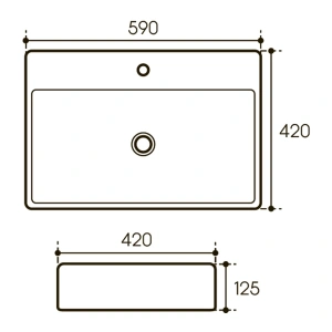 Раковина накладная Aqueduto ESPIRAL, прямоугольная 420*590, белый глянцевый (ESP0510))