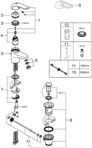 Смеситель для раковины GROHE Euroeco Special с донным клапаном, хром (32763000)