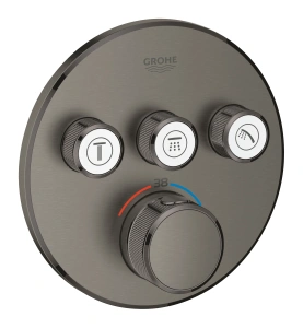 Внешняя часть термостата для ванны и душа GROHE Grohtherm SmartControl на 3 потребителя, круглая, темный графит матовый (29121AL0)