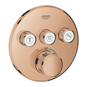 Внешняя часть термостата для душа GROHE Grohtherm SmartControl на 3 потребителя, круглая, теплый закат глянец (29121DA0)