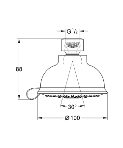 Верхний душ GROHE Tempesta Rustic 100, 9,5 л/мин, 4 режима, хром (27610001)