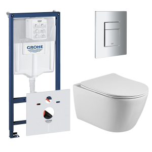 Комплект инсталляции GROHE 38775001 с унитазом Aquatek БЕТТА и сиденьем с микролифтом (NW0186)