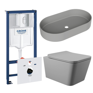 Комплект инсталляции GROHE Rapid SL NW0145/S с унитазом Aqueduto MACIO MACT2130 и раковиной Aqueduto ESPIRAL ESP0230 (NW0630)