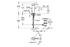Смеситель для раковины GROHE Essence с донным клапаном, S-size, холодный рассвет матовый (23589GN1)