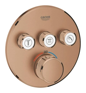 Внешняя часть термостата для ванны и душа GROHE Grohtherm SmartControl на 3 потребителя, круглая, теплый закат матовый (29121DL0)