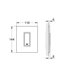 Панель смыва для писсуара GROHE Skate Cosmopolitan со стеклянной поверхностью, хром/да Винчи белый (38846MF0)
