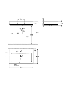 Раковина подвесная GROHE Cube Ceramic 80 см, альпин-белый (3946900H)