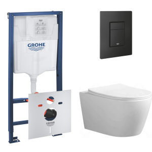 Комплект инсталляции GROHE Solido 3 в 1 с унитазом Aquatek АУРА AQ1805T-00 и звукоизоляционным комплектом (NW0767)