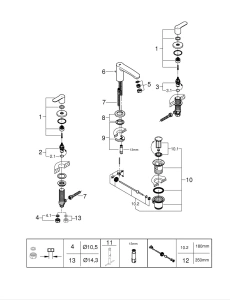 Смеситель для раковины GROHE Eurostyle Cosmopolitan на 3 отверстия, S-size, хром (20208002)