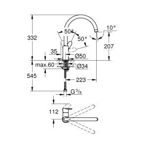 Смеситель для кухни GROHE BauEdge, хром (31367001)
