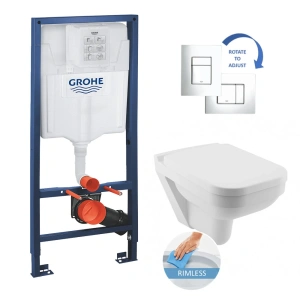 Комплект инсталляции GROHE Solido 4 в 1 с подвесным унитазом и сиденьем (39552000)