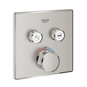 Внешняя часть термостата для ванны и душа GROHE Grohtherm SmartControl на 2 потребителя, квадратная, суперсталь (29124DC0)