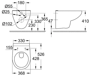 Унитаз подвесной GROHE Bau Ceramic с сиденьем с микролифтом, альпин-белый (NW0105)
