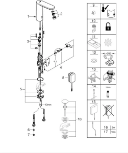Смеситель для раковины GROHE Eurosmart Cosmopolitan E инфракрасный, L-size, хром (36421000)