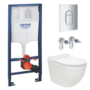 Комплект инсталляции GROHE Rapid SL NW0145/S с унитазом AQUAme AQM2010 и сиденьем с микролифтом, смыв Quiet (NW0277)