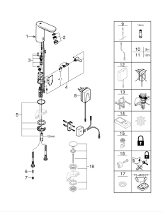 Кран для раковины GROHE Eurosmart Cosmopolitan E Bluetooth инфракрасный, без функции смешивания, хром (36413000)
