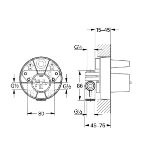 Встраиваемая часть смесителя для душа GROHE, однорычажный (33962000)