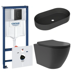 Комплект инсталляции GROHE Solido 38811KF0 с унитазом Aqueduto OVO Plus OVOT0240 и раковиной Aqueduto ESPIRAL ESP0240 (NW0459)