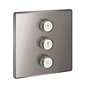 Внешняя часть переключателя потоков GROHE Grohtherm SmartControl на 3 положения, квадратная, темный графит глянец (29127A00)