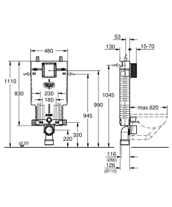 Инсталляционный комплект для унитаза GROHE Uniset для обмуровки (38643001)