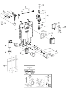 Инсталляционный комплект для унитаза GROHE Uniset для обмуровки с панелью смыва, хром (38723001)