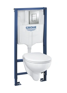 Система инсталляции GROHE Solido 5 в 1, с подвесным унитазом Bau Ceramic и панелью смыва Skate Cosmopolitan (39586000)