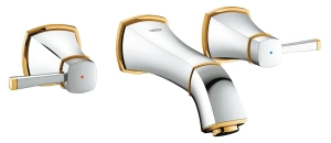 Внешняя часть смесителя для раковины GROHE Grandera на 3 отверстия, хром/золото (20414IG0)