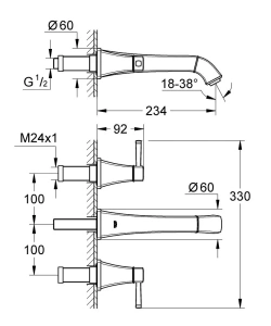 Внешняя часть смесителя для раковины GROHE Grandera, M-Size, хром (20415000)