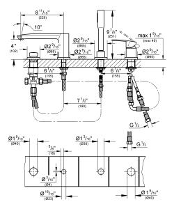 Смеситель для ванны GROHE Eurostyle Cosmopolitan на 4 отверстия, хром (23048003)