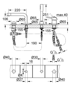 Смеситель для ванны GROHE Concetto, хром (19576002)