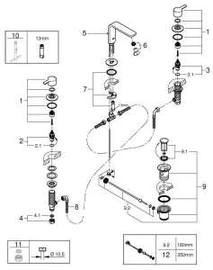 Смеситель для раковины GROHE Lineare на 3 отверстия, M-size, хром (20304001)