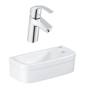 Компактная раковина GROHE Euro Ceramic + Смеситель для раковины GROHE Eurosmart New, S-size (NC0001)
